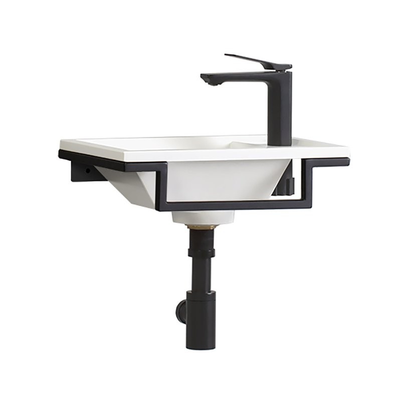 Консоль с раковиной Belux Мини 40 подвесная, цвет консоли черный, сифон круглый, черный