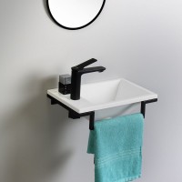 Консоль с раковиной Belux Мини 40 подвесная, цвет консоли черный, сифон круглый, черный