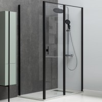 Душевой уголок Allen Brau Priority 140x90, профиль черный браш, стекло прозрачное