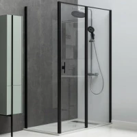 Душевой уголок Allen Brau Priority 140x90, профиль черный браш, стекло прозрачное