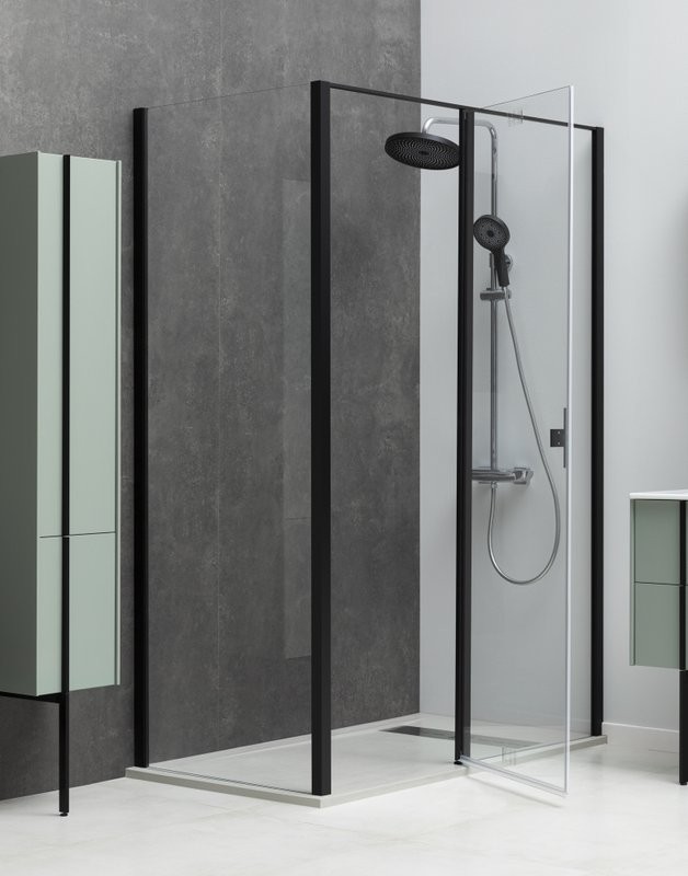 Душевой уголок Allen Brau Priority 140x90, профиль черный браш, стекло прозрачное