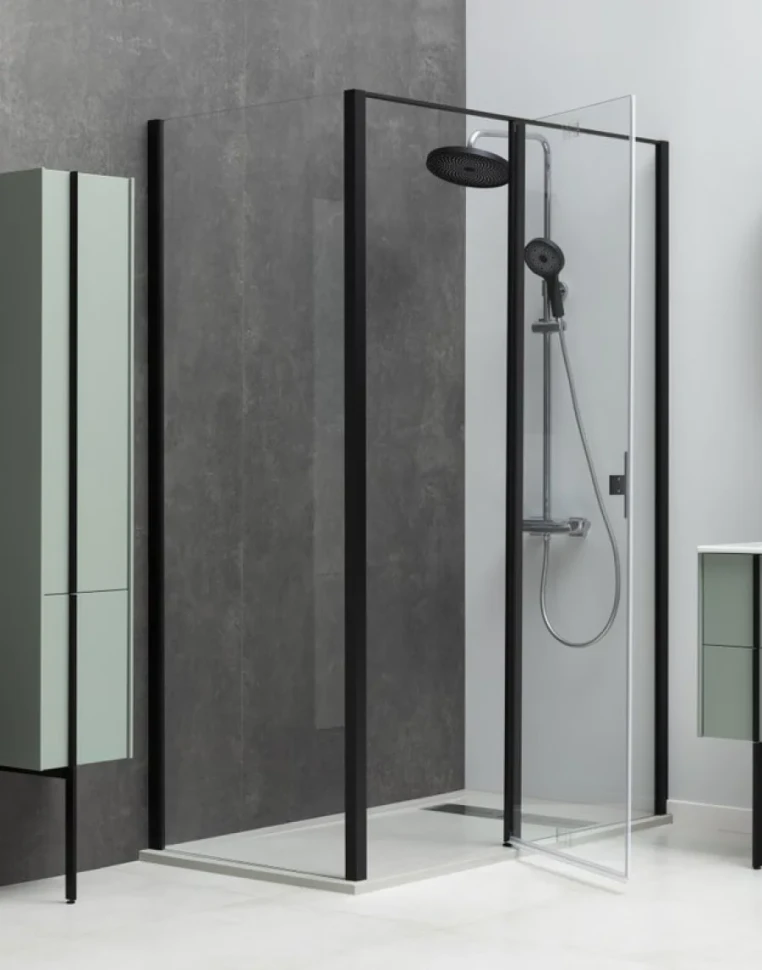 Душевой уголок Allen Brau Priority 140x90, профиль черный браш, стекло прозрачное