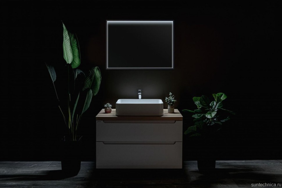Зеркало Art&Max Aversa 90х65 черное, с LED-подсветкой, 6000К