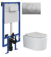 Комплект Унитаз подвесной Ceramicanova Moments CN3003 с микролифтом, безободковый + Инсталляция STWORKI + Кнопка 230823 хром матовый