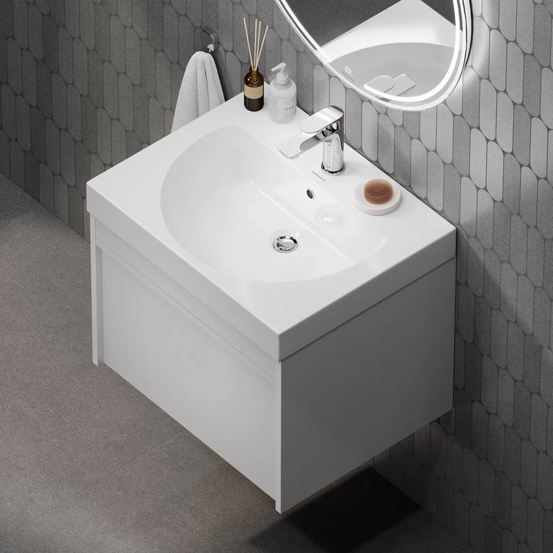 Тумба с раковиной KERAMA MARAZZI Modula 60 подвесная, белая глянцевая, раковина Buongiorno 60