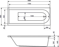 Акриловая ванна Excellent Aurum Hydro WAEX.AUR18.HYDRO.CR 180x80 см, пристенная, с гидромассажем, белая, с каркасом, со сливом-переливом