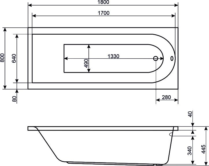 Акриловая ванна Excellent Aurum Hydro WAEX.AUR18.HYDRO.CR 180x80 см, пристенная, с гидромассажем, белая, с каркасом, со сливом-переливом
