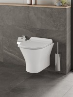 Комплект Orange CI01-100W+APB144 Унитаз подвесной безободковый, с микролифтом + Система инсталляции + Кнопка смыва матовая черная