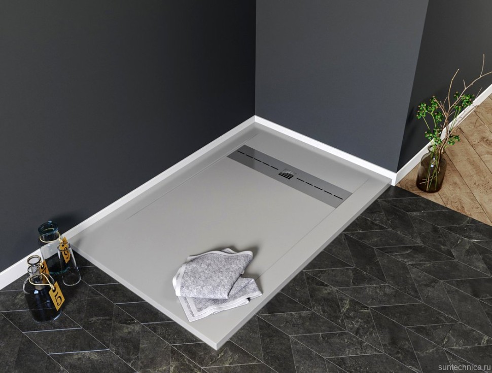 Поддон для душа Aquanet Delight NEW 012G 160x90 серый камень, с сифоном