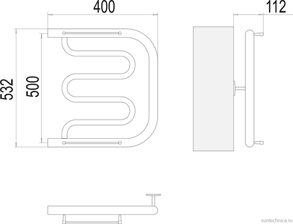 Полотенцесушитель водяной Terminus Фокстрот БШ 500x400
