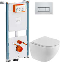 Комплект Унитаз подвесной BelBagno Libero BB11051CH-TOR/SC безободковый + Инсталляция VitrA V-Fix Core 732-5800-01PV + Кнопка Root Square 740-2380 хром