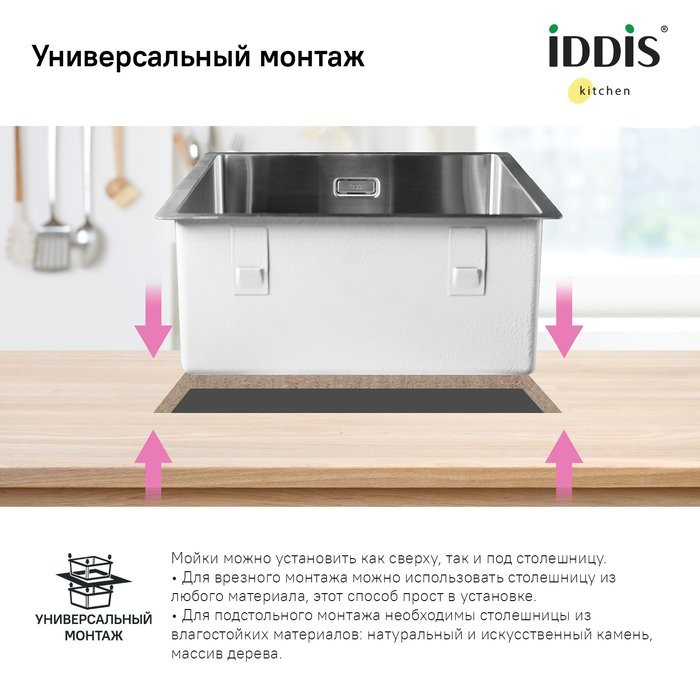 Мойка кухонная IDDIS Edifice EDI44S0i77