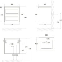 Мебель для ванной комнаты Art&Max Platino 60, подвесная, белый глянец
