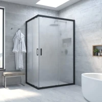 Душевой уголок Vegas Glass ZA-F Novo 120*90 02М 10 профиль черный матовый, стекло сатин