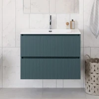 Мебель для ванной комнаты BelBagno Uno 80 подвесная, 2 ящика, матовая голубая