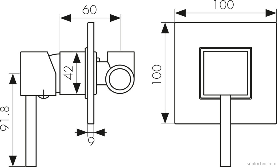 Встраиваемый смеситель для душа и ванны Kaiser Quadris 25017 С ВНУТРЕННЕЙ ЧАСТЬЮ, хром