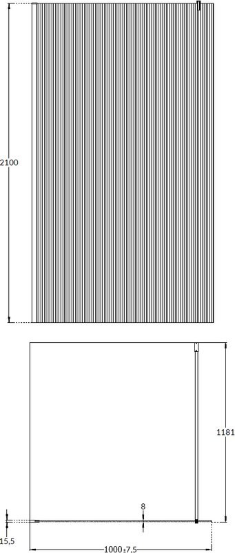 Душевая перегородка KERAMA MARAZZI Cristallo CT.100.WI.BLK.M 100 см, профиль матовый черный, стекло рифленое