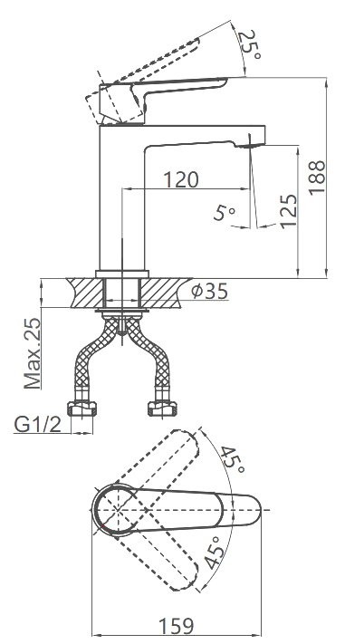 Смеситель для раковины D&K Bayern.München DA1562106 графит