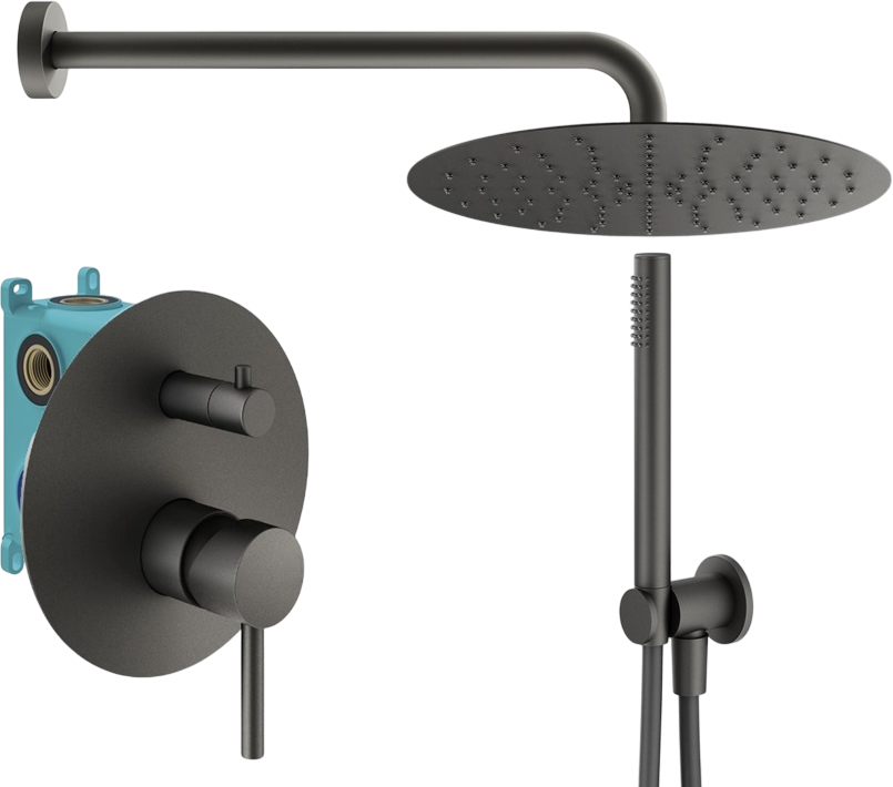 Душевой комплект Plumberia Selection Ixo KITXO18GR С ВНУТРЕННЕЙ ЧАСТЬЮ, графит матовый