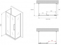 Душевой уголок Abber Schwarzer Diamant AG30160MH-S75M-S75M 160x75, профиль хром, стекло матовое