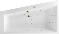 Акриловая ванна Excellent Sfera Nano L 170x100 см, угловая, левая, встраиваемая, с гидромассажем, белая, асимметричная, с каркасом, со сливом-переливом, фурнитура золото