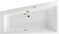 Акриловая ванна Excellent Sfera Nano L 170x100 см, угловая, левая, встраиваемая, с гидромассажем, белая, асимметричная, с каркасом, со сливом-переливом, фурнитура золото