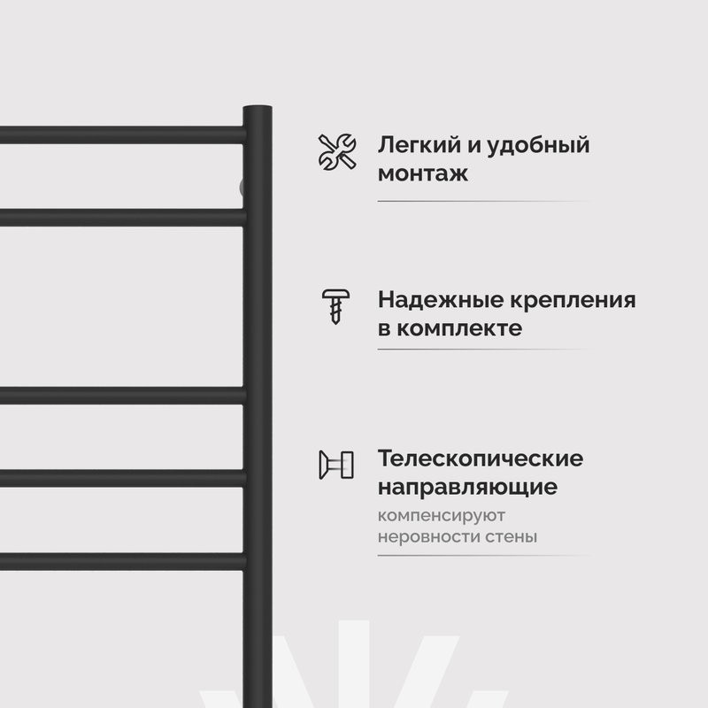 Полотенцесушитель электрический EWRIKA Пенелопа L1 80х50, черный