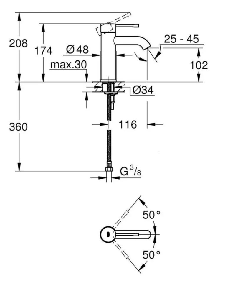 24172KF1 GROHE Essence New Смеситель для раковины стандартный