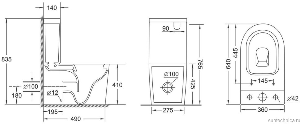 Унитаз-компакт напольный Grossman GR-4458SQ с микролифтом, белый глянец