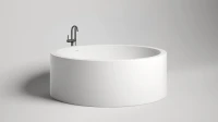 Ванна из искусственного камня Salini Isola S-Sense 200x200 см, отдельностоящая, матовая белая, круглая, с донным клапаном