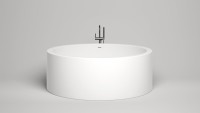 Ванна из искусственного камня Salini Isola S-Sense 200x200 см, отдельностоящая, матовая белая, круглая, с донным клапаном