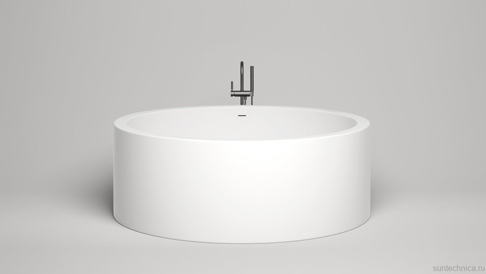 Ванна из искусственного камня Salini Isola S-Sense 200x200 см, отдельностоящая, матовая белая, круглая, с донным клапаном