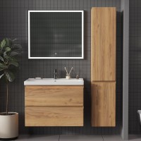 Мебель для ванной комнаты SanStar Riana 100 подвесная, дуб крафт золотой, раковина Миранда 100