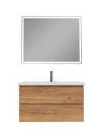 Мебель для ванной комнаты SanStar Riana 100 подвесная, дуб крафт золотой, раковина Миранда 100