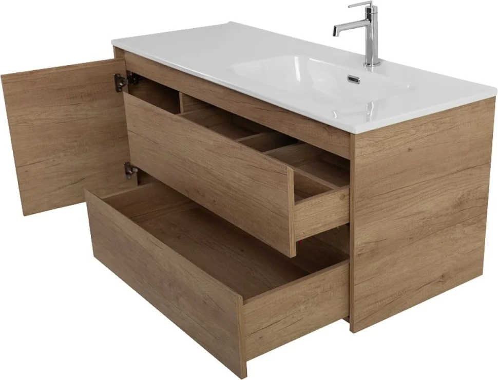Мебель для ванной комнаты BelBagno Kraft 120 R, 2 ящика, дверца, rovere nebrasca nature