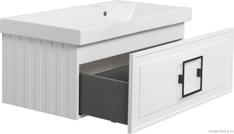 Мебель для ванной комнаты La Fenice Cubo 90 R белая, ручка черная