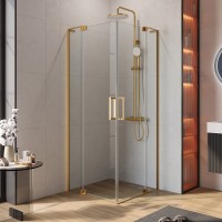Душевой уголок Cezares Slider A 2 70/80 C BORO профиль брашированное золото, стекло прозрачное