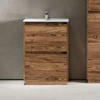 Тумба с раковиной Sancos Libra Floor 60 дуб чарльстон, белая раковина CN7001