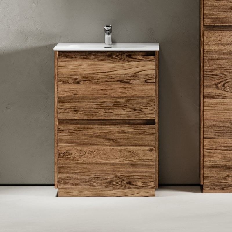 Тумба с раковиной Sancos Libra Floor 60 дуб чарльстон, белая раковина CN7001