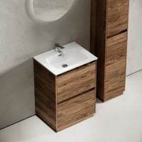 Тумба с раковиной Sancos Libra Floor 60 дуб чарльстон, белая раковина CN7001