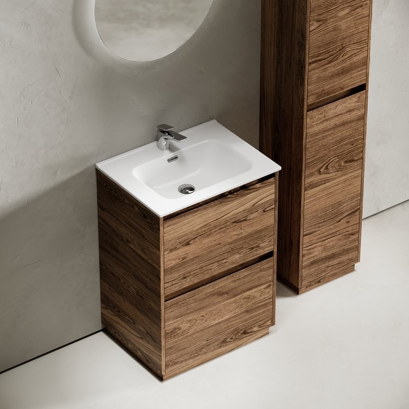 Тумба с раковиной Sancos Libra Floor 60 дуб чарльстон, белая раковина CN7001