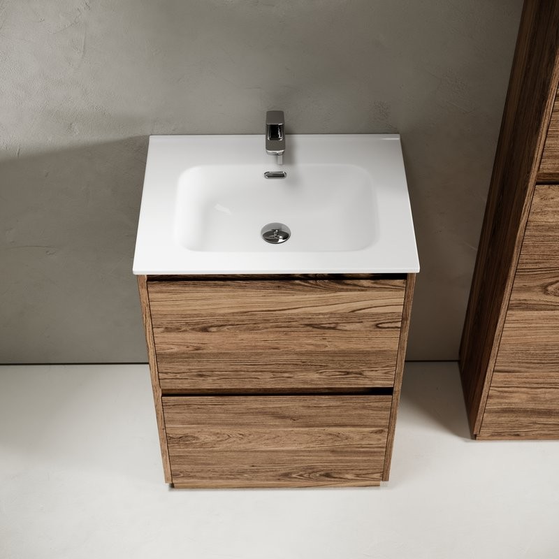Тумба с раковиной Sancos Libra Floor 60 дуб чарльстон, белая раковина CN7001