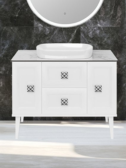 Тумба с раковиной ASB-Woodline Ницца 100 напольная, матовая белая