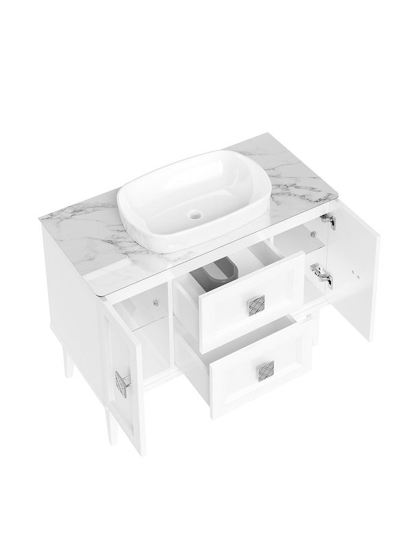 Тумба с раковиной ASB-Woodline Ницца 100 напольная, матовая белая