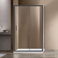 Душевой уголок Vincea Garda VSR-1G8015CLGM 150х80, профиль вороненая сталь, стекло прозрачное