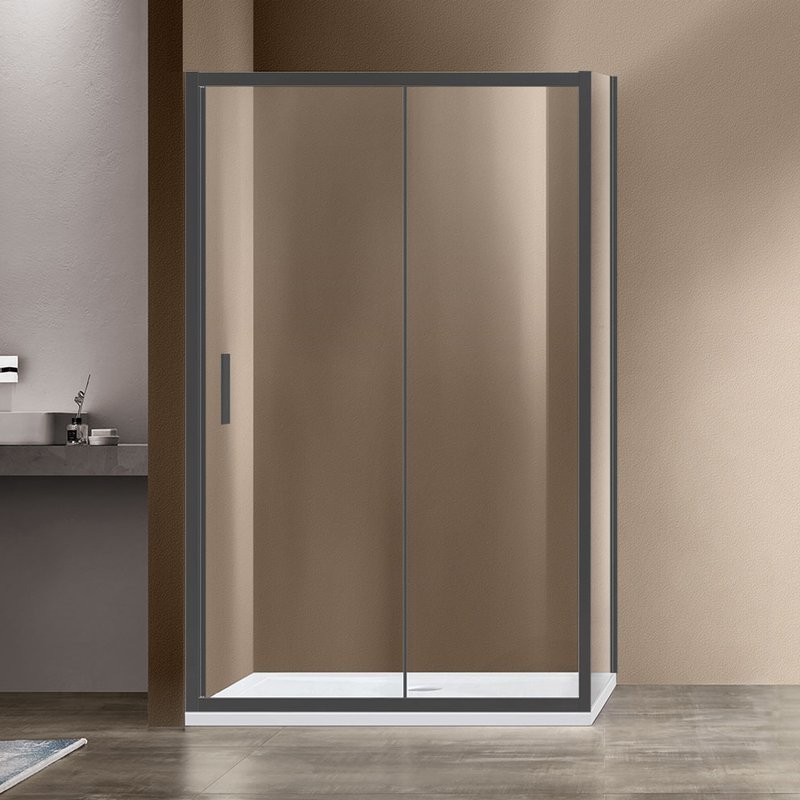 Душевой уголок Vincea Garda VSR-1G8015CLGM 150х80, профиль вороненая сталь, стекло прозрачное