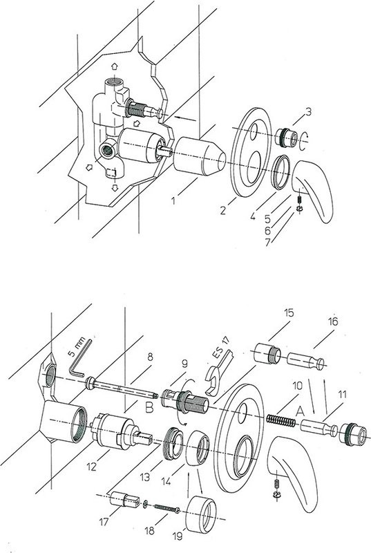 Встраиваемый смеситель для душа и ванны Paini F1 F1CR691 С ВНУТРЕННЕЙ ЧАСТЬЮ