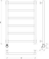 Полотенцесушитель электрический Secado Корато 1 85x55 см, подключение слева, матовый черный, лесенка