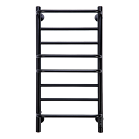 Полотенцесушитель электрический Comfysan Puro EC-8 80x55 см, скрытое подключение справа, слева, матовый черный, лесенка, из стали, с полкой