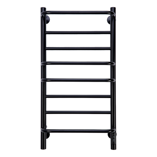 Полотенцесушитель электрический Comfysan Puro EC-8 80x55 см, скрытое подключение справа, слева, матовый черный, лесенка, из стали, с полкой